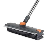 Floor Scrubbing Brush Heavy-Duty with Handle - INCIKITI 3 In 1 Carpet Scrubbing Brush of 360° Rotation Head, Adjustable Angled Bristle Floor Brushs Scrubber, Bathroom Brushes for Cleaning