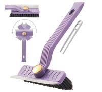 Floor Scrubbing Brush Shower Cleaning Brush 3 in 1 360-degree Rotating Quick Drying Floor Scrubber with Hard Bristle Crevice Cleaning Brush Floor Scrubber for Bathroom Swimming Pool (Purple)
