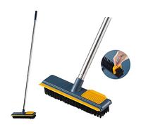Floor Scrubbing Brush with Long Handle Pole Up to 44",Push Broom with Stiff Bristles,Squeegee and Comb for Cleaning Tile Floor,Swimming Pool, PatioBathroom, Kitchen