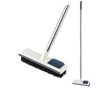Floor Scrubbing Brush with Long Handle Pole Up to 44",Push Broom with Stiff Bristles,Squeegee and Comb for Cleaning Tile Floor,Swimming Pool, PatioBathroom, Kitchen