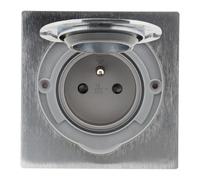 Floor socket 16A 2P+T brushed aluminium finish - IP55 simple - Zenitech