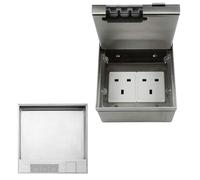 Floor Socket Boxes Stainless Steel: 3 Hole Waterproof Embedded Socket Box 16A AC250V Floor Installation Sockets Box with 2 Plug for Home Office Kitchen Living Room