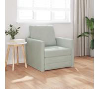 Floor Sofa Bed 1-Seater Velvet Light Grey 74x77x81 cm Convertible Sleeper Mini