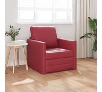 Floor Sofa Bed Wine Red Faux Leather 74x77x81cm Convertible Single Compact Urban