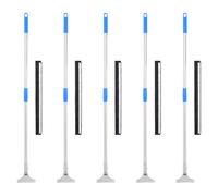 Floor Squeegee 55x119.5cm Silver Blue Steel & Rubber Handle 5pc Set NonSlip Grip