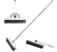 Floor Squeegee Broom Scrubbing Brush 180°Rotating V-Shape Stiff Brush Bristles & Cleaning Brushes Rubber Squeegee 80cm/112cm Adjustable Long Handle for Home Commercial Shower Bathroom Cleaning Tools