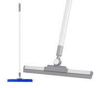 Floor Squeegee, Floor Squeegee with 180° Rotating Head, Adjustable Long Handle Shower Squeegee For Shower Doors, Tile Pet Hair Fur Marble Glass Window Comes with a scraper and absorbent cloth