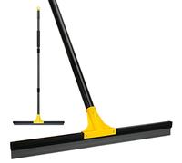 Floor Squeegee for Concrete and Tile Cleaning, 24'' Squeegee Broom for Floor, Large Heavy Duty Rubber Scraper with 60'' Long Handle for Garage, Deck, Bathroom, Shower Glass, Window