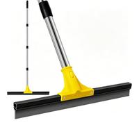 Floor Squeegee Heavy Duty, 45 cm Rubber Squeegee Broom with 156 cm Long Adjustable Handle, 45° Angled Water Wiper for Garage, Tile, Deck, Bathroom, Outdoor, Window Glass