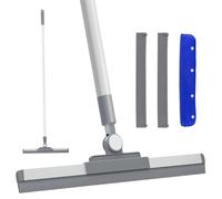 Floor Squeegee, Rubber Squeegee Broom with 180° Rotating Head, Adjustable Long Handle Shower Cleaner Floor Squeegee Broom for Window Cleaning, Shower Glass, Wet Room Water Dust Hair Removal