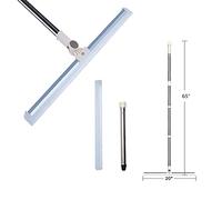 Floor Squeegee Silicone Blade Long Handle of 65'' for Window Cleaning Shower Squeegee Scrubber Combi with Pole Extendable Telescopic Adjustable Stainless Cleaner Glass Squeegee Bathroom Shower