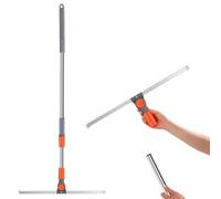 Floor Squeegee with Adjustable Long Handle, Floor Wiper with Silicone Strips, Wet Room Floor Squeegee with Stainless Steel Telescopic Handle, for Shower Bathroom Floor Window Cleaning (50CM)
