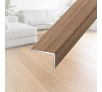 Floor Stair Nosing Transition Strip, L-Shaped Aluminum Corner Guard Staircase Threshold Strip, Step Edge Trim Strips Protection Cover, Wood to Tile Flooring Joint Strip(Light Wood,L900xW30xH20mm)