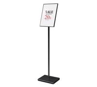 Floor Stand Adjustable Sign Holder, Indoor Outdoor 360° Rotating Display Advertising Poster Signage Stand, Aluminum Snap Open Frame Sign Holders for Wedding Malls Restaurants(8.5 x 11 inch, Black)