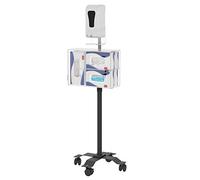 Floor Stand Dispenser - CTA Compact, Height-Adjustable Mobile Floor Stand with Automatic Soap/Hand Sanitizer Dispenser & Secured Acrylic Glove & Mask Dispenser Box & 4 Swivel Casters (SAN-CGS) - Black
