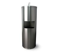 Floor Stand Gym Wipe Dispenser, Stainless Steel Wipe Dispenser with High Capacity Built-in Trash Can and Back Door Access