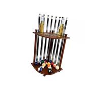 Floor Stand Wood Billiard Rack Holds 8 Cues, Easy Install Pool Cue Rack, Includes Score Counters, Ideal for Game Room(Color2)