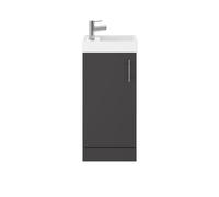 Floor Standing 1 Door Vanity Unit with Basin Gloss Grey 400mm Balterley Grey One Size