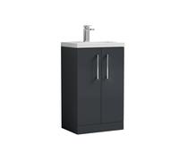 Floor Standing 2 Door Vanity Polymarble Basin Dark Grey 500mm Balterley Grey One Size