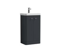 Balterley Flashbrook Modern Bathroom Floor Standing 2 Door Vanity Unit Basin, Dark Grey, 505mm