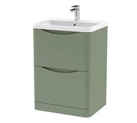 Floor Standing 2 Drawer Vanity Basin Unit Polymarble Basin Green 600mm Balterley Green One Size