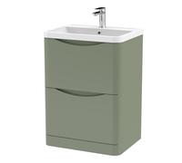 Balterley Floor Standing 2 Drawer Bathroom Vanity Unit & Basin, Green, 550mm in Green Balterley Green