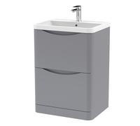 Balterley Floor Standing 2 Drawer Bathroom Vanity Unit & Basin, Grey, 550mm in Grey Balterley Grey