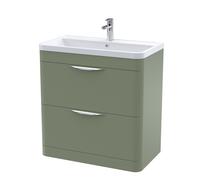 2 Drawer Floor Standing Vanity Ceramic Basin Satin Green 800mm Balterley Green One Size