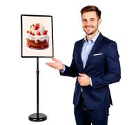 Floor Standing A2 Poster Display Stand, Adjustable Signage Holder with Snap Frame for Wedding, Advertising, Sales Events