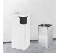 Floor Standing Ashtray with Lid, Removable Inner Bucket, Wind and Easy to Clean, Stainless Steel Butt Receptacle, for Patio, Offices, Home, Restaurants(White,30 * 30 * 73cm/11 * 11 * 28in)