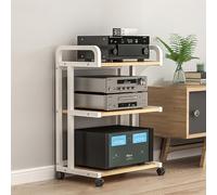 Floor Standing Audio Rack, Speaker Display Stand, Stereo Racks & Stands with Storage Shelves, Media Stand with Universal Wheels, Easy to Assemble for Living Room & Gaming Setup