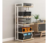 Floor-Standing Audio Rack with Universal Wheels - Stereo Display Stand & Storage Shelves for Living Room Gaming & Recording Studio - Easy Assembly Original Wood 50x40x14 cm
