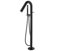 Floor Standing Bathtub Faucet Bathroom Freestanding Brass Tub Filler with Hand Shower and Swivel Spout Mount Single Handle Bath Mixer Tap,Chrome (Black)