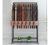 Floor Standing Belt Hanger Display Stand, Movable Tie Rack & Scarf Organizer, Space-Saving Closet Holder with Hooks for Scarves, Shawls, Purses, Retail Shop Essential