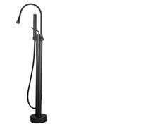 Floor Standing Black Bathtub Faucet with Handheld Shower Free Standing Mixer Tap for Luxury Bathroom Upgrade Stylish Black Finish (Black A)