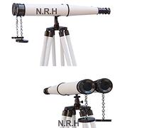 Floor Standing Bronze Binoculars Nautical Tripod Floor Base 18" binocular w/wooden adjustable Stand