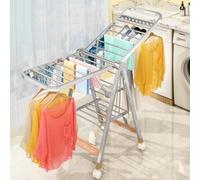 Floor Standing Clothes Drying Rack, X-Type Space-Saving Foldable Design for Balcony Home Laundry and Quilts Air Drying