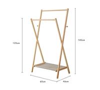 Floor-Standing Coat Rack Wood Coat Rack Proposal Floor-type Double Rod Hanging Clothes Rack Multifunctional Bedroom Space-saving Clothes Rack Coat Rack, Floor-Standing(Large)