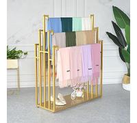 Floor-Standing Double-Sided Scarf Display Stand - Durable Metal Base, Ideal for Silk Scarves, Shawls, and Fabric Racks