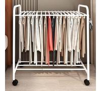 Floor Standing Garment Rack with Rolling Trolley for Pants and Skirts, Expandable Closet Organizer with Pull-Out Shelf, Ideal for Retail and Home Use