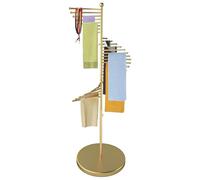 Floor Standing Gold Retail Display Tie & Scarf Rack Belt Hanger & Pants Rack Towel Organizer Hanging Bar for Clothing Store Commercial Home