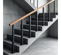 Floor Standing Handrail Solid Wood Grip with Post