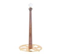 Floor Standing Holder Stand With Metal Frame And Wooden Base For Bathroom Kitchen Tissue Roll Dispenser Iron And Wood Storage