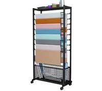 Floor Standing Iron Scarf Storage Rack, Ribbon Ribbon Display Stand, Double Sided Ribbon Organizer, for Flower Store, Mall(White,100x31x165cm)