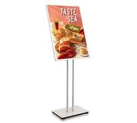 Floor Standing LED Light Box Billboard, Backlit Menu Board, Adjustable Aluminum Sign Stand, Advertising Projecting Sign for Business Show, LED Poster Frame Silver frame 50 * 70cm