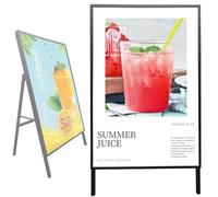 Floor Standing LED Light Box Billboard, Foldable LED Poster Frame, Slim Snap Aluminum Illuminated Display Sign Holder, Advertising Projecting Sign for Restaurant Cafe Shops