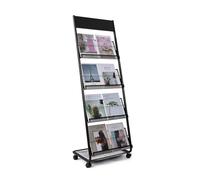 Floor-Standing Magazine Rack 4-Layer with Wheels, Brochure Display Stand for Exhibitions, Office, and Any Organization Requiring Information Display