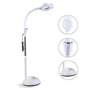 Floor Standing Magnifying Lamp 16X Magnifier Lamp Light 4 Rows of Lamp Beads One button switch Hose Adjustable for Skincare Beauty Manicure Tattoo Salon SPA with Rolling Floor Stand