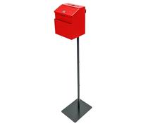 Floor Standing Metal Offering Donation Box with Lock & Adjustable Height Church Charity Collection Suggestion Box for Church & Fundraising Events,Red