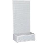 Floor-Standing Metal Perforated Board, Kitchen Storage Tool Shelf with Hooks, Pegboard Accessories Garage Storage for Bedroom Study Office Bathroom,N(Size:50x30x160cm,Color:White)